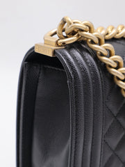 CHANEL Boy Flap Bag 25 Grained Calfskin - Black with Gold Hardware [Series 29]