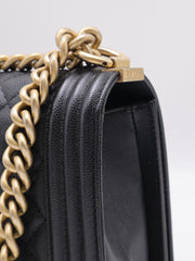 CHANEL Boy Flap Bag 25 Grained Calfskin - Black with Gold Hardware [Series 29]