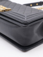 CHANEL Boy Flap Bag 25 Grained Calfskin - Black with Gold Hardware [Series 29]