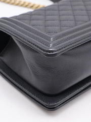 CHANEL Boy Flap Bag 25 Grained Calfskin - Black with Gold Hardware [Series 29]