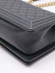 CHANEL Boy Flap Bag 25 Grained Calfskin - Black with Gold Hardware [Series 29]