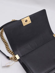 CHANEL Boy Flap Bag 25 Grained Calfskin - Black with Gold Hardware [Series 29]