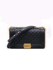 CHANEL Boy Flap Bag 25 Grained Calfskin - Black with Gold Hardware [Series 29]