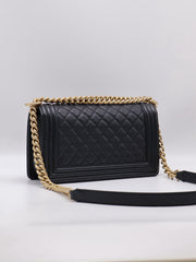 CHANEL Boy Flap Bag 25 Grained Calfskin - Black with Gold Hardware [Series 29]