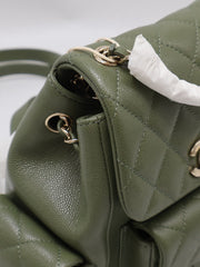 CHANEL Duma Backpack Small - Green with Gold Hardware