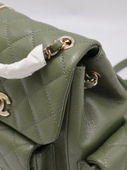 CHANEL Duma Backpack Small - Green with Gold Hardware