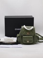 CHANEL Duma Backpack Small - Green with Gold Hardware