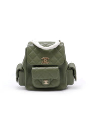CHANEL Duma Backpack Small - Green with Gold Hardware