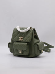 CHANEL Duma Backpack Small - Green with Gold Hardware