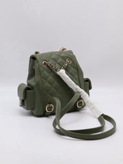 CHANEL Duma Backpack Small - Green with Gold Hardware