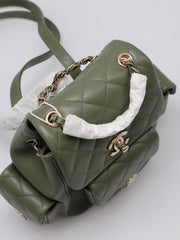 CHANEL Duma Backpack Small - Green with Gold Hardware