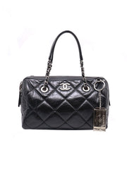 CHANEL 20C Calfskin Bowling Bag - Black with Silver Hardware [Series 28]