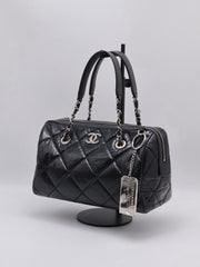 CHANEL 20C Calfskin Bowling Bag - Black with Silver Hardware [Series 28]