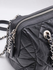 CHANEL 20C Calfskin Bowling Bag - Black with Silver Hardware [Series 28]