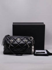 CHANEL 20C Calfskin Bowling Bag - Black with Silver Hardware [Series 28]