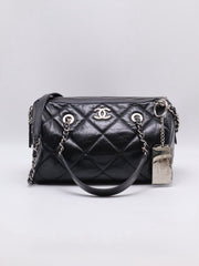 CHANEL 20C Calfskin Bowling Bag - Black with Silver Hardware [Series 28]