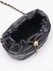 CHANEL 21S Pearl CC Drawstring Bucket Bag - Black with Gold Hardware [Series 31]