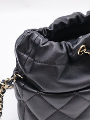 CHANEL 21S Pearl CC Drawstring Bucket Bag - Black with Gold Hardware [Series 31]
