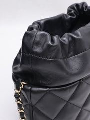 CHANEL 21S Pearl CC Drawstring Bucket Bag - Black with Gold Hardware [Series 31]