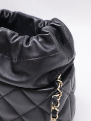 CHANEL 21S Pearl CC Drawstring Bucket Bag - Black with Gold Hardware [Series 31]