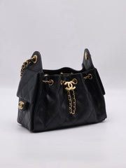 CHANEL 25 Mini Hobo Bag - Black with Gold Hardware