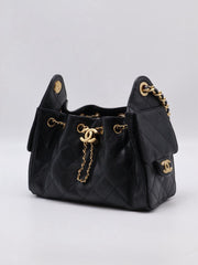CHANEL 25 Mini Hobo Bag - Black with Gold Hardware