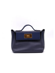 HERMES Mini 24/24 - Bleu Nuit with Gold Hardware [Y]
