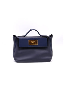 HERMES Mini 24/24 - Bleu Nuit with Gold Hardware [Y]
