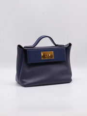 HERMES Mini 24/24 - Bleu Nuit with Gold Hardware [Y]