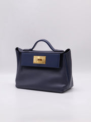 HERMES Mini 24/24 - Bleu Nuit with Gold Hardware [Y]