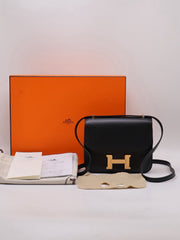 HERMES Mini Constance 19 - Noir with Rose Gold Hardware [C]