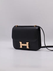 HERMES Mini Constance 19 - Noir with Rose Gold Hardware [C]