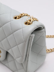CHANEL Camellia Clasp Square Mini Flap Bag 17 - Light Blue