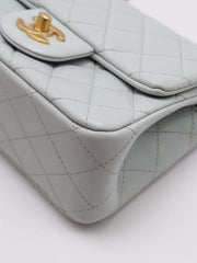 CHANEL Camellia Clasp Square Mini Flap Bag 17 - Light Blue