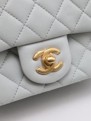 CHANEL Camellia Clasp Square Mini Flap Bag 17 - Light Blue