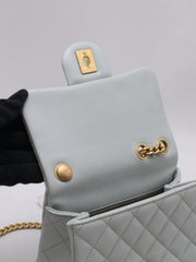 CHANEL Camellia Clasp Square Mini Flap Bag 17 - Light Blue