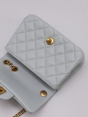 CHANEL Camellia Clasp Square Mini Flap Bag 17 - Light Blue