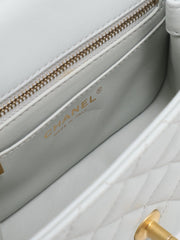 CHANEL Camellia Clasp Square Mini Flap Bag 17 - Light Blue