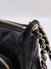 CHANEL 26P Double Chain Camera Bag - Black with Gold Hardware