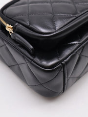CHANEL 26P Double Chain Camera Bag - Black with Gold Hardware