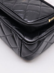 CHANEL 26P Double Chain Camera Bag - Black with Gold Hardware