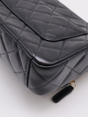 CHANEL 26P Double Chain Camera Bag - Black with Gold Hardware