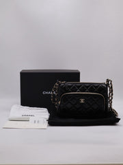 CHANEL 26P Double Chain Camera Bag - Black with Gold Hardware