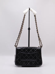 CHANEL 26P Double Chain Camera Bag - Black with Gold Hardware