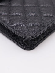 CHANEL Bow Ribbon Leather-Interwoven Chain Phone Holder - Black with Gold Hardware