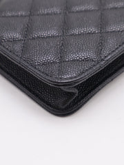 CHANEL Bow Ribbon Leather-Interwoven Chain Phone Holder - Black with Gold Hardware