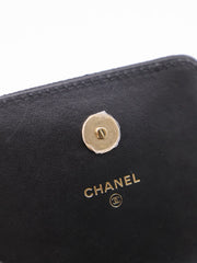 CHANEL Bow Ribbon Leather-Interwoven Chain Phone Holder - Black with Gold Hardware