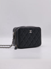CHANEL Grained Calfskin Camera Bag - Black with Silver Hardware [Series 31]
