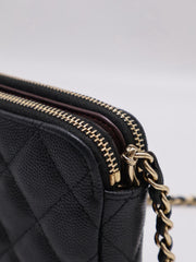 CHANEL 17B Double Compartment Chain Bag - Black with Gold Hardware [Series 24]