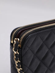 CHANEL 17B Double Compartment Chain Bag - Black with Gold Hardware [Series 24]